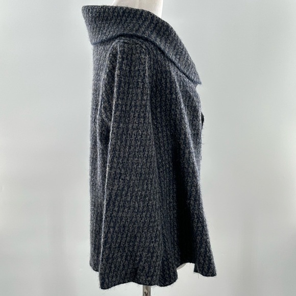 Max studio womens sweater size M grey blue houndstooth wool old money cardigan - Picture 5 of 12